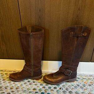 Timberland Savin Hill tall brown leather boots side zip women's size 7